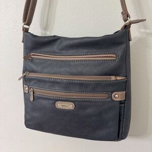 MultiSac Lorraine Vegan Leather Crossbody Bag Black Adjustable Strap